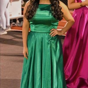 Green Satin Long Dress
